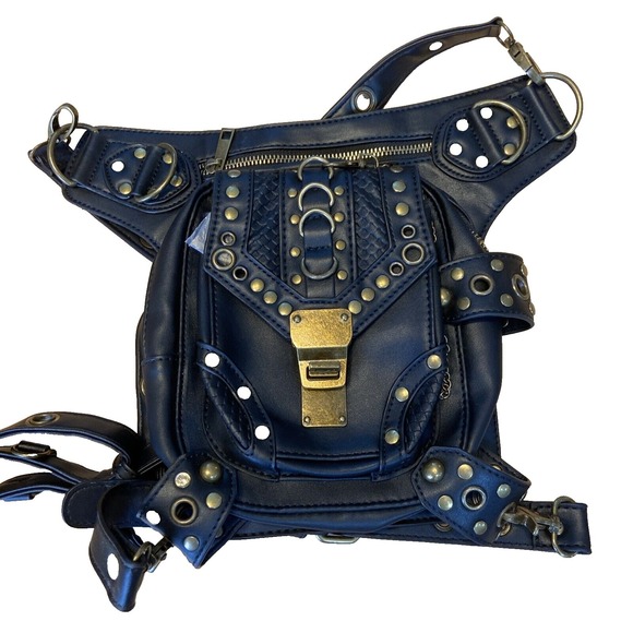 Valentoria Handbags - gothic steampunk waist Bag Valentoria Leather Hiking Messenger Bag